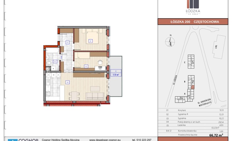 Mieszkanie  na sprzedaż Częstochowa, 3 pokoje, 67.37m², 3 piętro, oferta ZDPL-MS-117