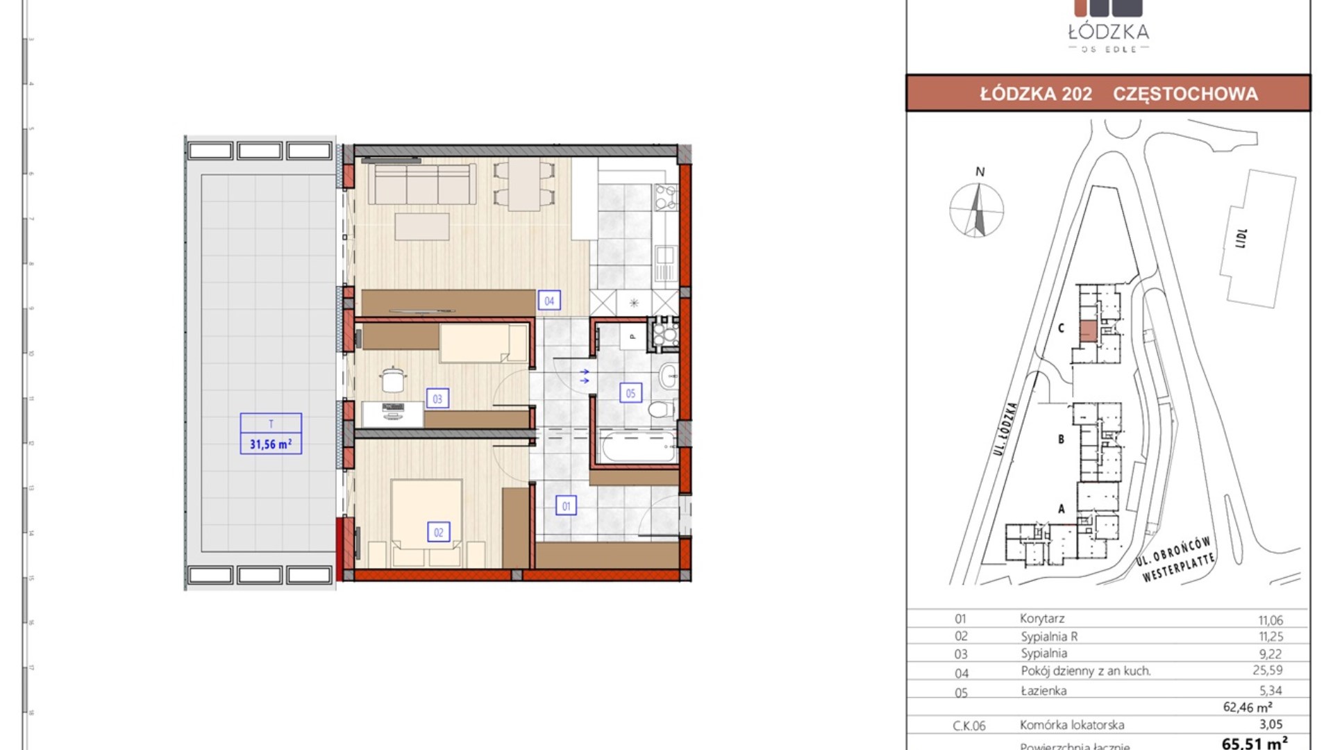 Mieszkanie  na sprzedaż Częstochowa, 3 pokoje, 62.46m², parter piętro, oferta ZDPL-MS-135